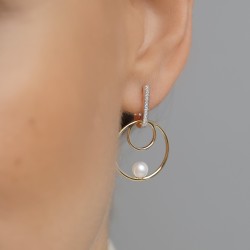 Kolczyki z perłami i diamentami (E100443 Y S PL) - zdjęcie: 4