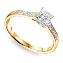 Pierścionek z diamentami laboratoryjnymi (R65781 YW LGD 0,52ct)