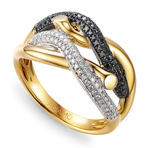Pierścionek z czarnymi diamentami (R95432 Y BD)