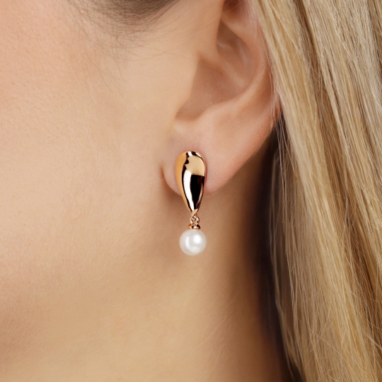 Kolczyki srebrne pozłacane z perłami (E100871 Y S PL 925)