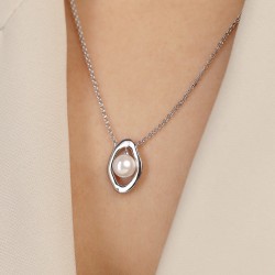 Naszyjnik srebrny z perłą (N12641 W PL 925) - zdjęcie: 3