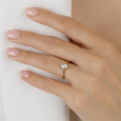 Pierścionek z diamentami laboratoryjnymi (R100580 YW LGD 0,51ct)