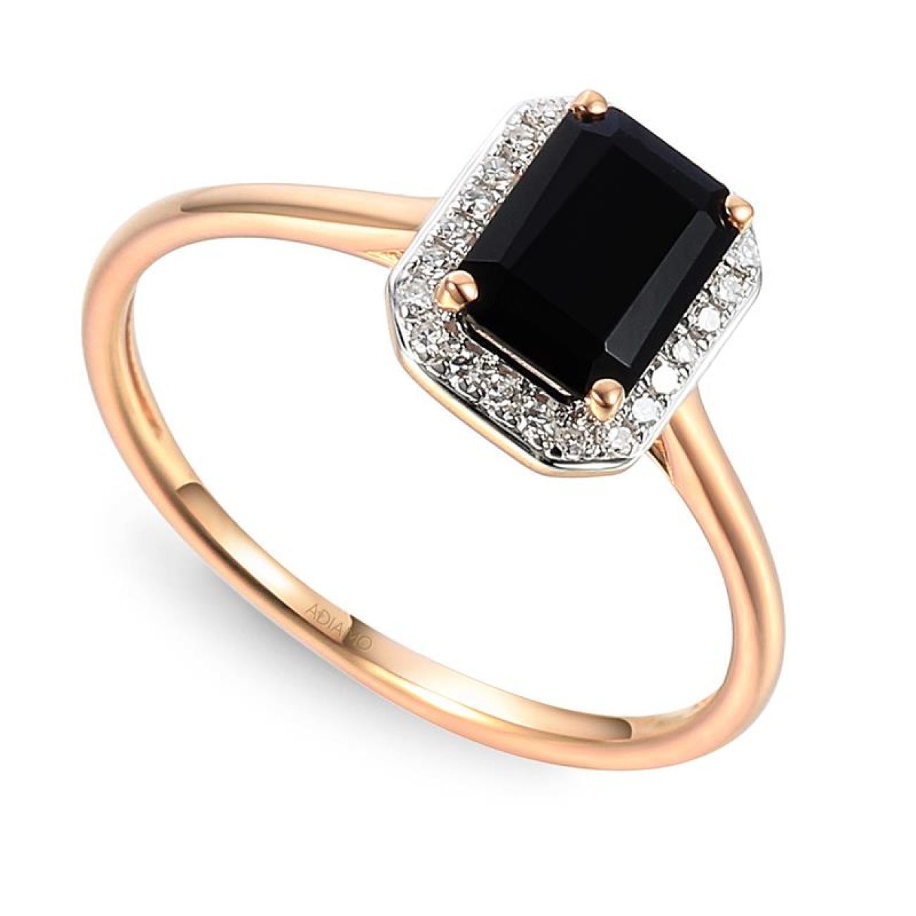 Pierścionek z czarnym agatem i diamentami (R62904 R M BAG) : 10