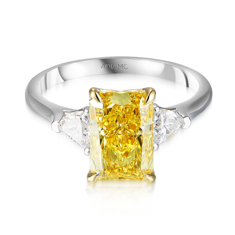 Pierścionek z żółtym diamentem laboratoryjnym w szlifie radiant (R100735 YW LGDY)