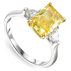 Pierścionek z żółtym diamentem laboratoryjnym w szlifie radiant (R100735 YW LGDY)