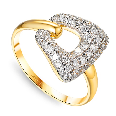 Pierścionek z diamentami laboratoryjnymi (R100409 Y LGD)