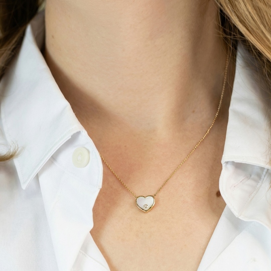 Komplet biżuterii z masa perłową i diamentami (Komplet E82415 N09547)