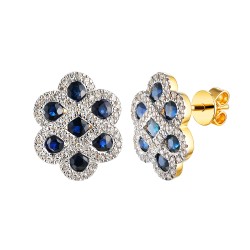 Kolczyki z szafirami i diamentami (E100480 Y S SA) - zdjęcie: 2