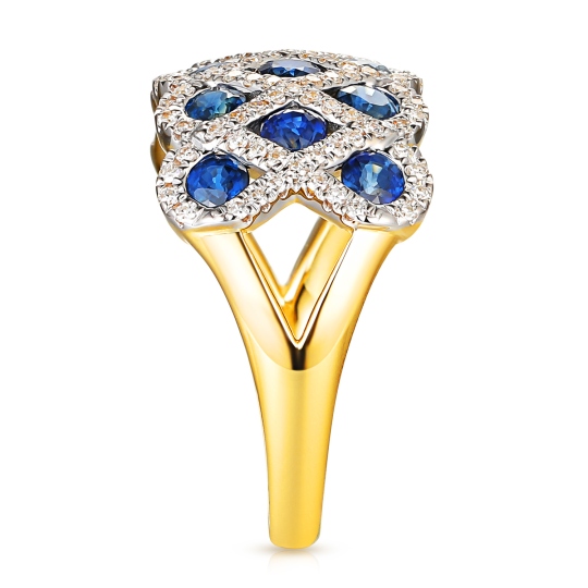 Pierścionek z szafirami i diamentami (R100480 Y SA): 18