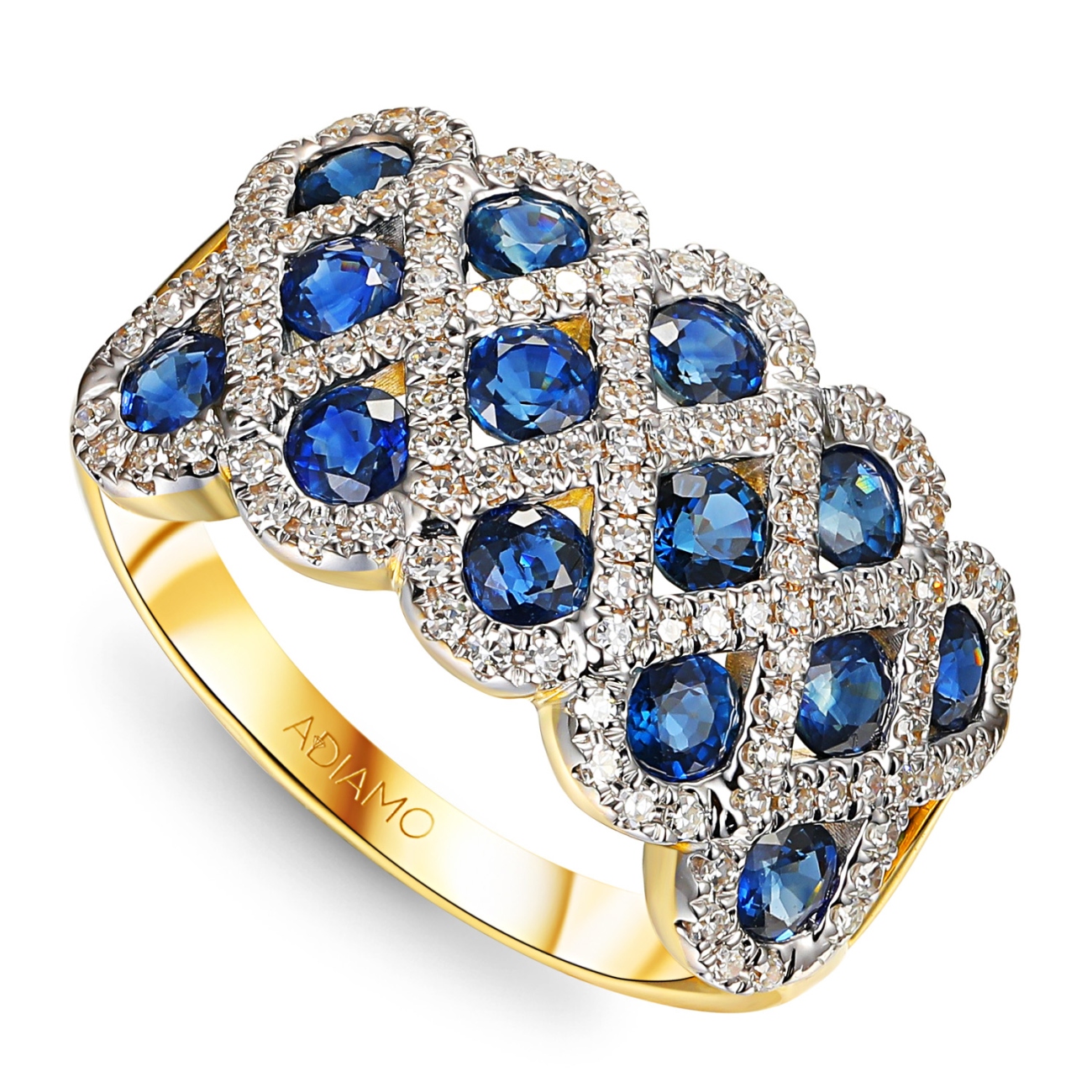 Pierścionek z szafirami i diamentami (R100480 Y SA): 18