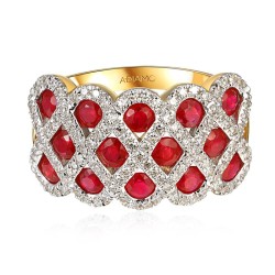 Pierścionek z rubinami i diamentami (R100480 Y RU): 10 - zdjęcie: 4