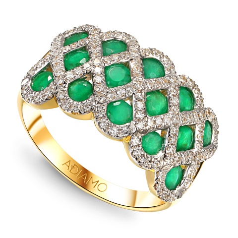 Pierścionek ze szmaragdami i diamentami (R100480 Y EM)