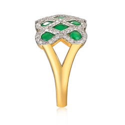 Pierścionek ze szmaragdami i diamentami (R100480 Y EM): 10 - zdjęcie: 5