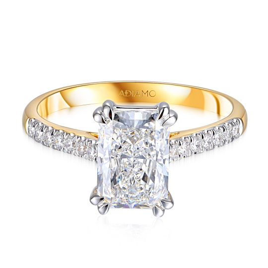 Pierścionek z diamentami laboratoryjnymi (R100598 YW LGD 2,01ct): 14