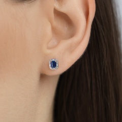 Kolczyki z szafirami i diamentami (E69346 Y S SA)