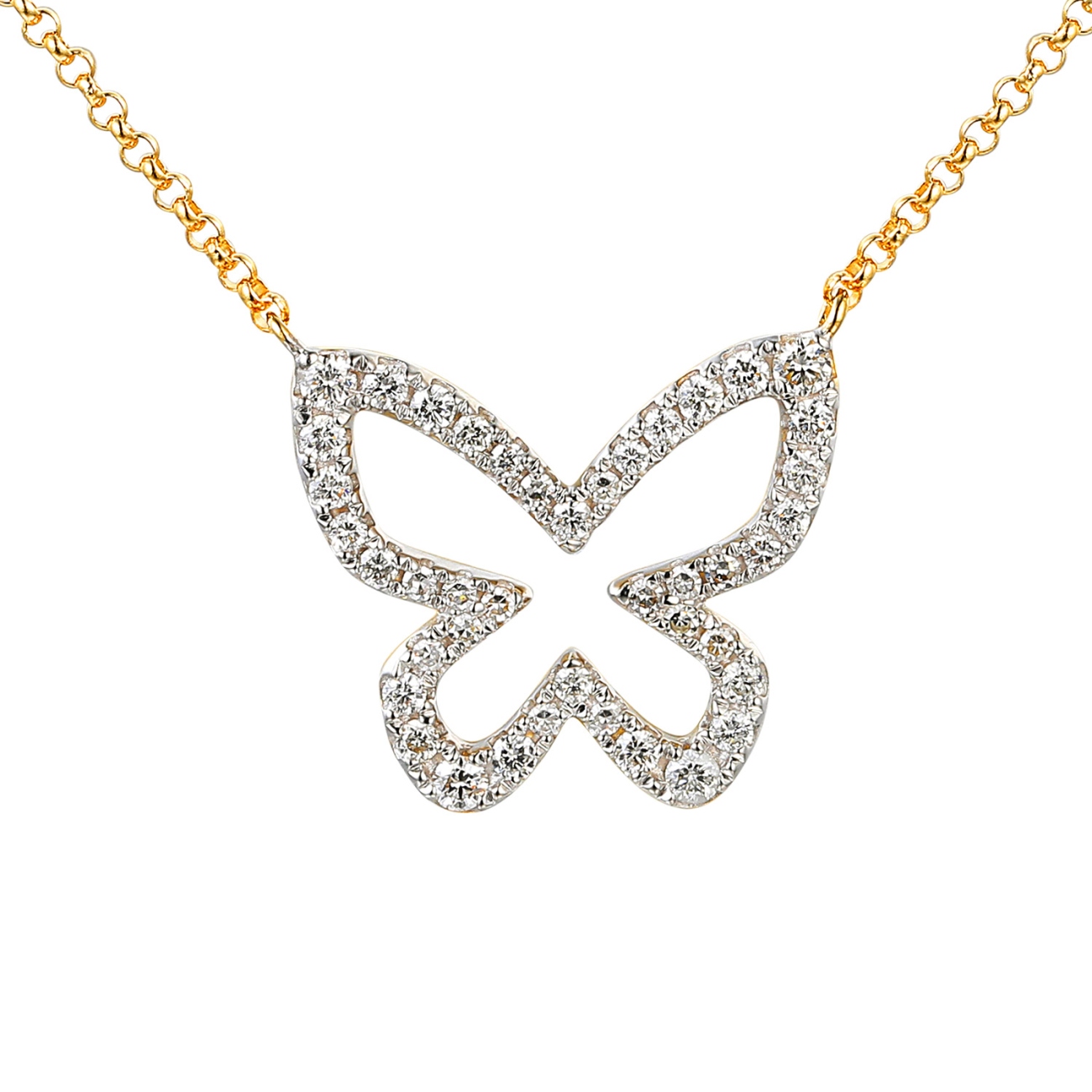 Naszyjnik motyl z diamentami (N12068 Y G)