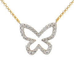 Naszyjnik motyl z diamentami (N12068 Y G)