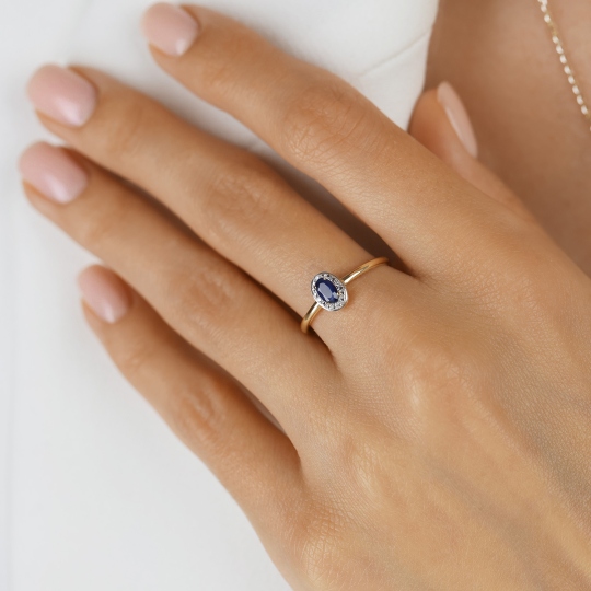 Pierścionek z szafirem i diamentami (R60389 Y SA): 13