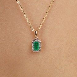 Zawieszka ze szmaragdem i diamentami (P69346 Y EM) - zdjęcie: 4