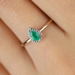 Pierścionek ze szmaragdem i diamentami (R69348 Y EM): 13 - zdjęcie: 4