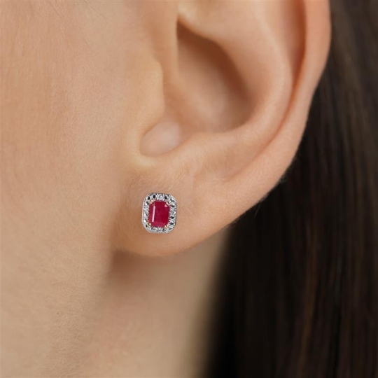 Kolczyki z rubinami i diamentami (E69346 Y S RU)