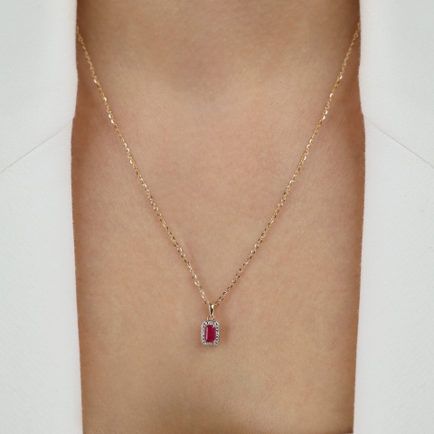 Zawieszka z rubinem i diamentami (P69346 Y RU)