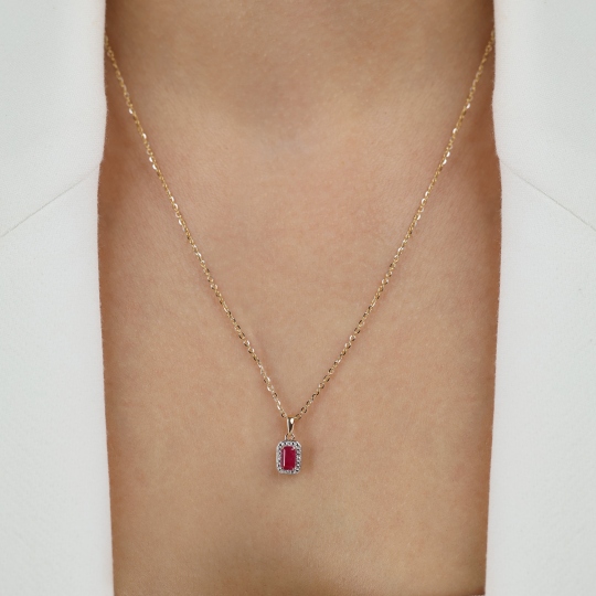 Zawieszka z rubinem i diamentami (P69346 Y RU)