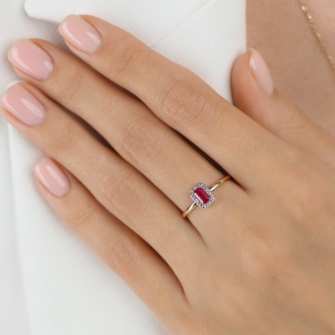 Pierścionek z rubinem i diamentami (R69346 Y RU)