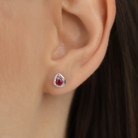 Kolczyki z rubinem i diamentami (E69348 Y S RU)