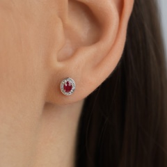 Kolczyki z rubinami i diamentami (E60389 Y S RU)