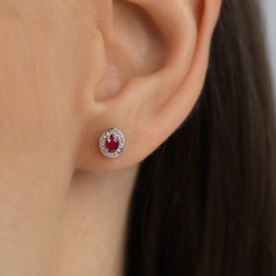 Kolczyki z rubinami i diamentami (E60389 Y S RU) - zdjęcie: 3