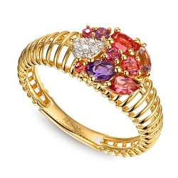 Pierścionek z kolorowymi kamieniami i diamentami (R99605 Y AM,PTR,RH): 15 - zdjęcie: 2