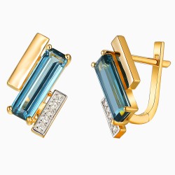 Kolczyki z london blue topazami i diamentami (E100381 Y A LBT) - zdjęcie: 2