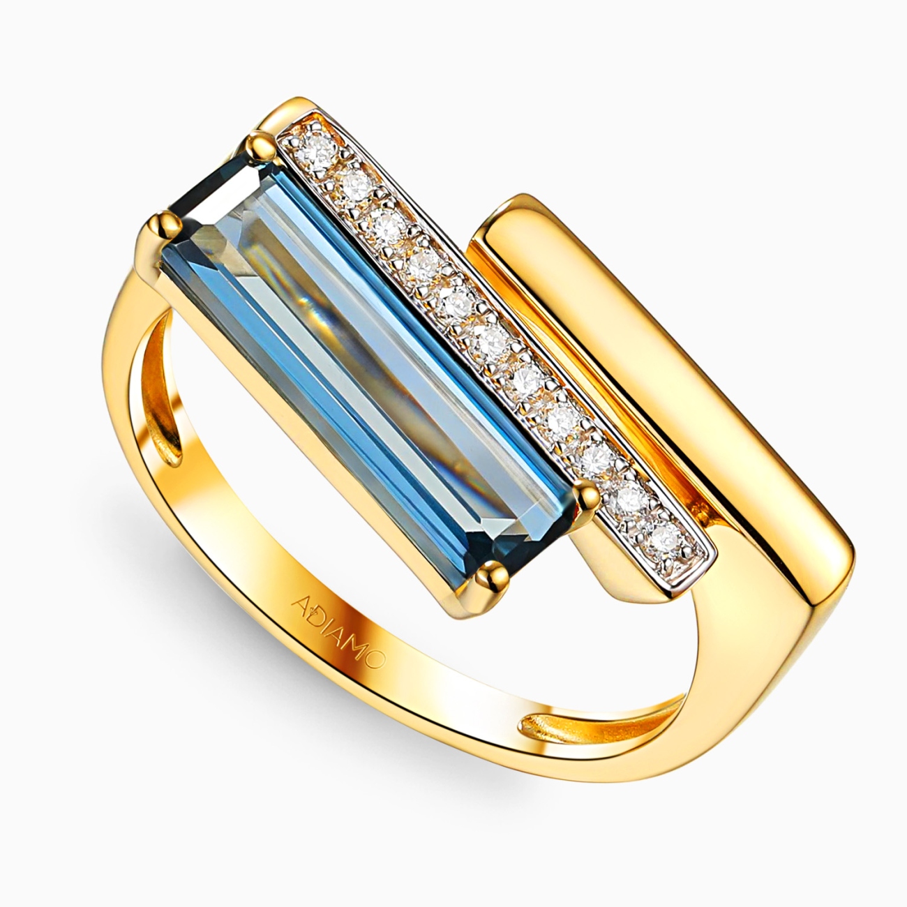 Pierścionek z london blue topazem i diamentami (R100381 Y LBT): 10