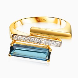 Pierścionek z london blue topazem i diamentami (R100381 Y LBT): 10 - zdjęcie: 3