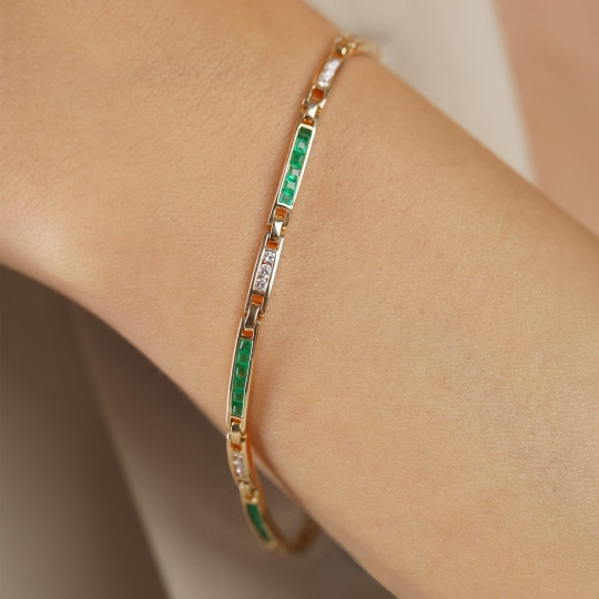 Bransoletka ze szmaragdami i diamentami (B01925 Y EM)