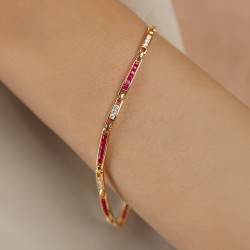 Bransoletka z rubinami i diamentami (B01925 Y RU) - zdjęcie: 3