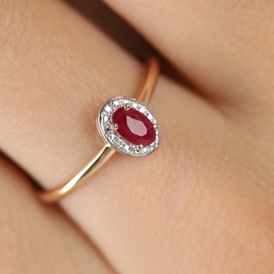 Pierścionek z rubinem i diamentami (R60389 Y RU): 11