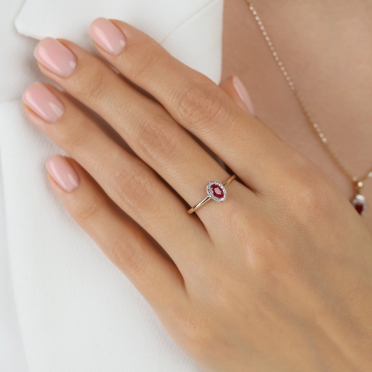 Pierścionek z rubinem i diamentami (R60389 Y RU): 11