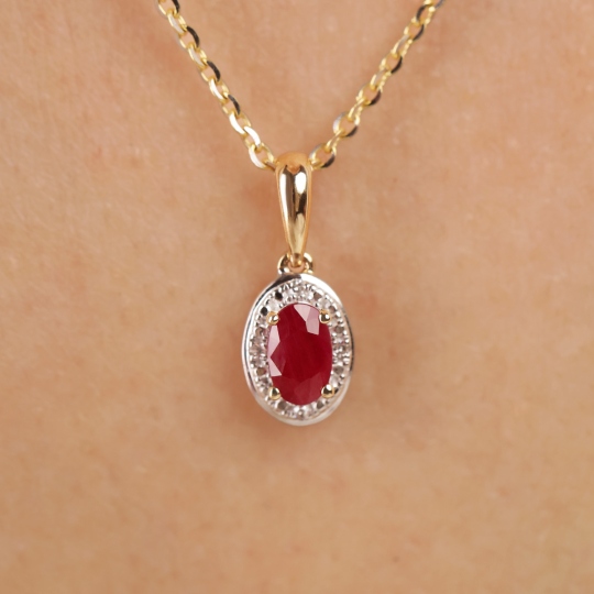 Zawieszka z rubinem i diamentami (P60389 Y RU)