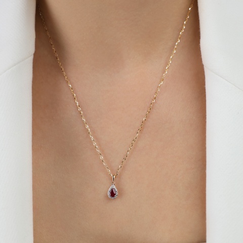 Zawieszka z rubinem i diamentami (P69348 Y RU)