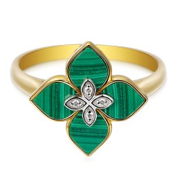 Pierścionek z malachitem i diamentami (R98146 Y MA): 18 - zdjęcie: 3