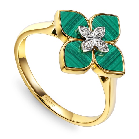 Pierścionek z malachitem i diamentami (R98146 Y MA)