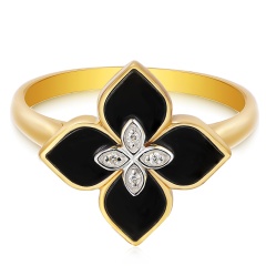 Pierścionek z czarnym agatem i diamentami (R98146 Y BAG)