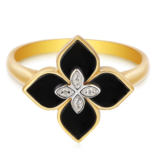 Pierścionek z czarnym agatem i diamentami (R98146 Y BAG): 16