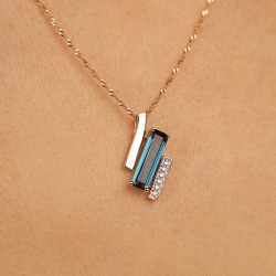 Zawieszka z london blue topazem i diamentami (P100381 Y LBT) - zdjęcie: 5