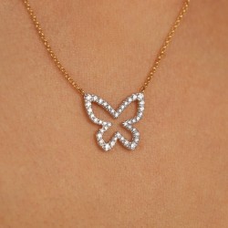 Naszyjnik motyl z diamentami (N12068 Y G) - zdjęcie: 4