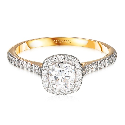 Pierścionek z diamentami laboratoryjnymi (R95583 YW LGD 0,52ct)