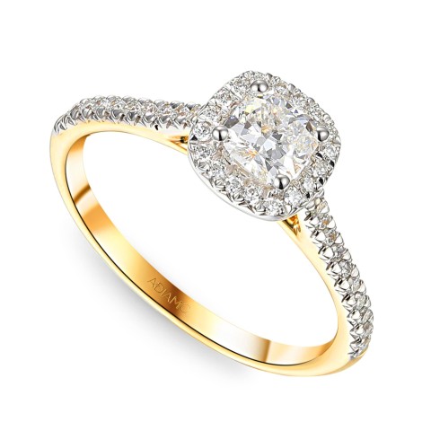 Pierścionek z diamentami laboratoryjnymi (R95583 YW LGD 0,52ct)