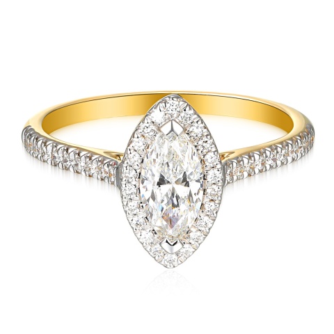 Pierścionek z diamentami laboratoryjnymi (R95582 YW LGD 0,52ct)